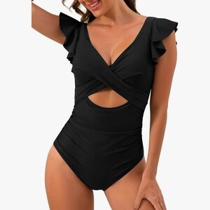 New ruffle one piece swimsuit with tummy control